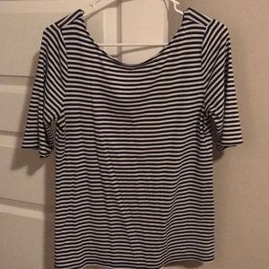 Large Quarter Length Navy and White Striped Shirt